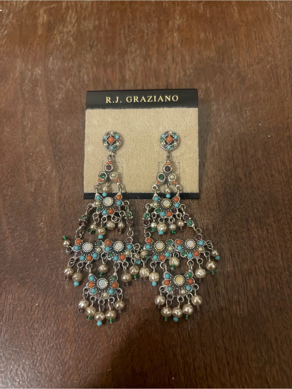 R.J. Graziano Multicolor Beaded Chandelier Earrings